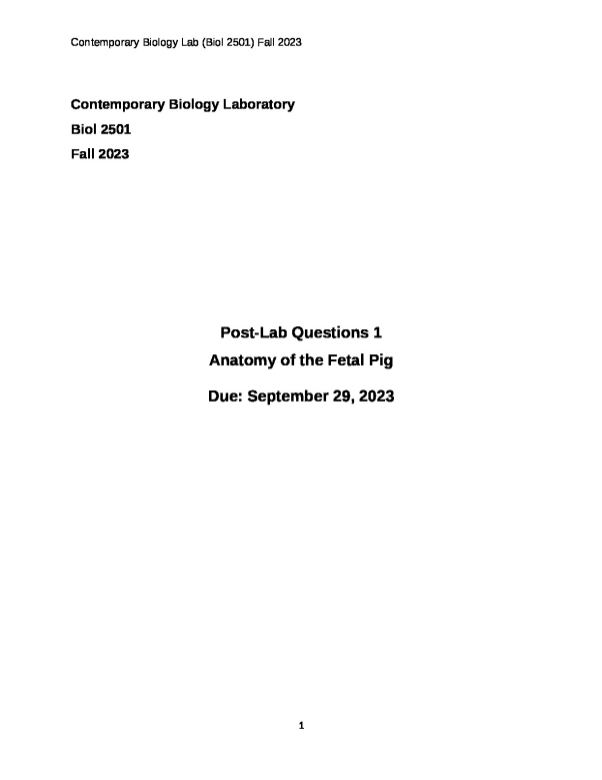 Biol2501 Dissection Post-lab Questions-1. preview image