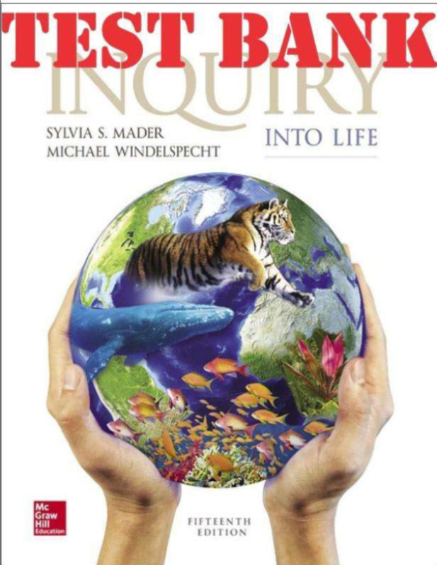 Inquiry into Life 15th Edition by Sylvia Mader and Michael Windelspecht TEST BANK