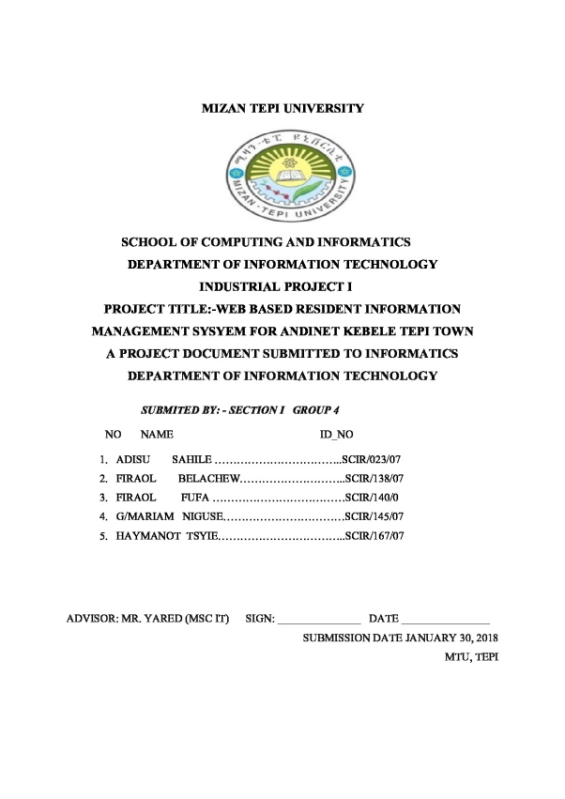 Web Based Resident Management System