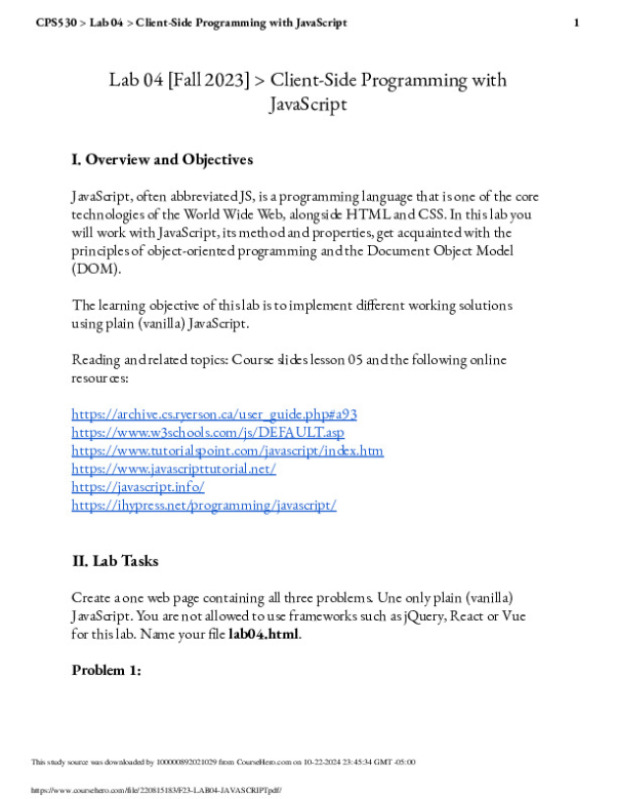 Lab 04 [Fall 2023] > ClientSide Programming with JavaScript