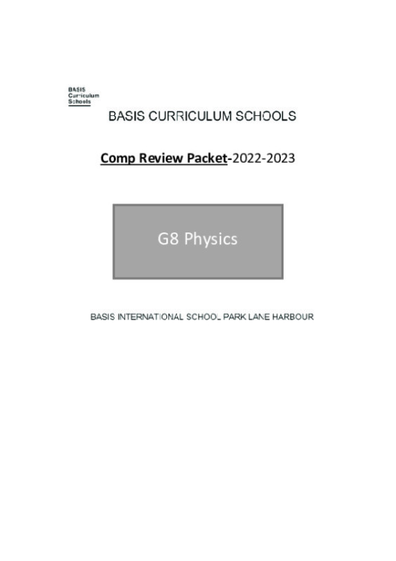 G8 Physics Comp Review Packet 2022 -2023. preview image