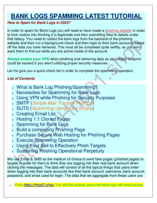 BANK LOGS SPAMMING LATEST TUTORIAL preview image