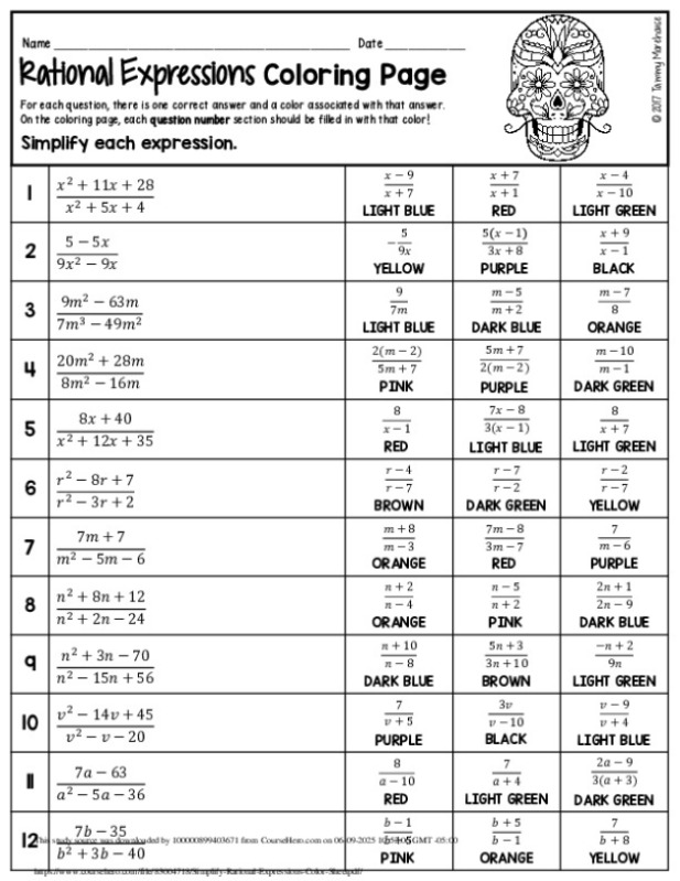 Simplify_Rational_Expressions_Color_Sheet