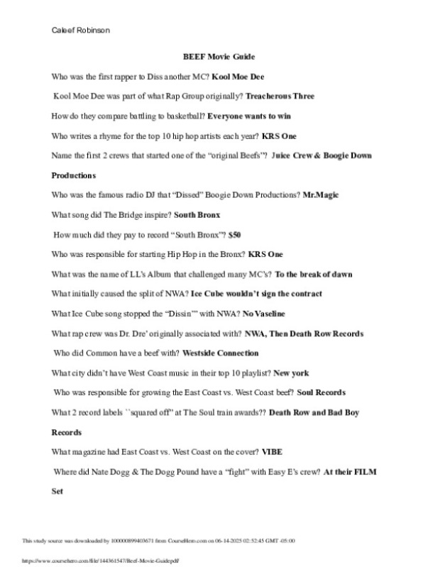 Beef Movie Guide. preview image