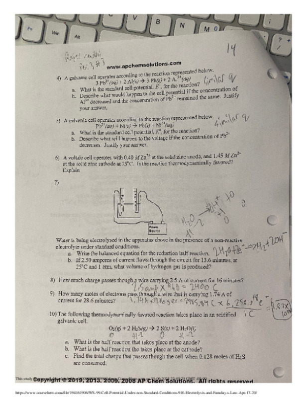 WS_9.9_Cell_Potential_Under_non_Standard_Conditions__9.10_Electrolysis_and_Faraday_s_Law__Apr_17__20