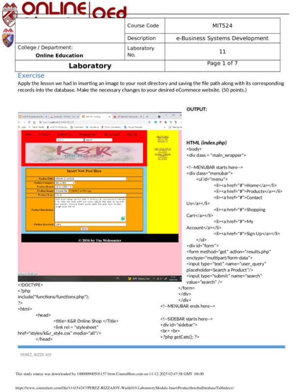 PEREZ_RIZZAJOY_Week010_LaboratoryModule_InsertProductIntotheDatabaseTable.docx