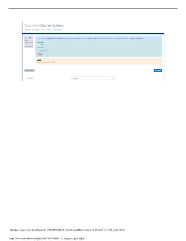 MIT412 Long Quiz part 12 MIT412 Long Quiz part 16 | MIT 412: Advanced Database System - AMAOEd preview image