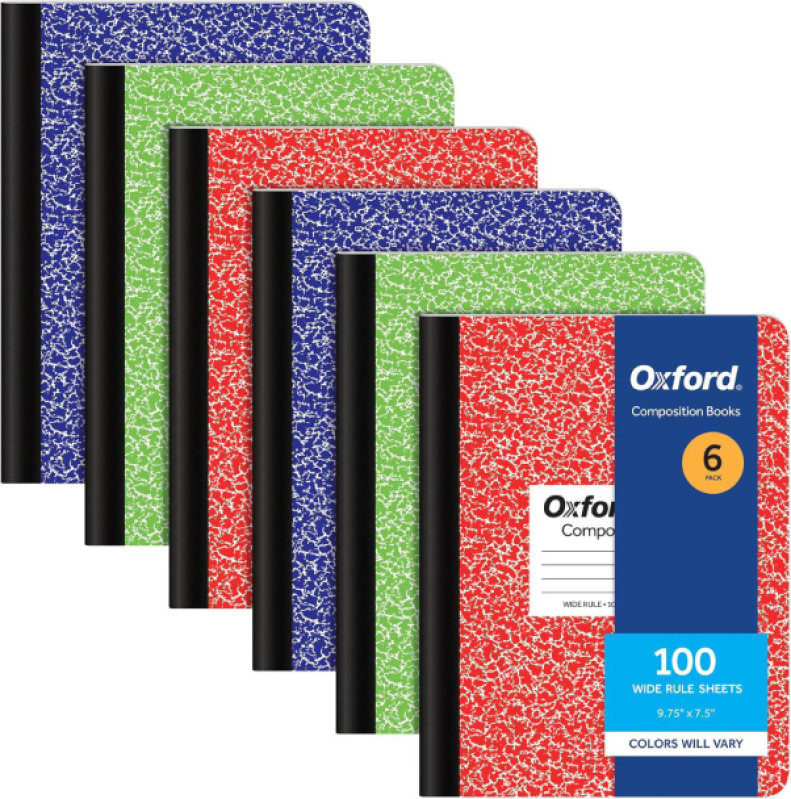 Oxford Composition Notebooks, 6 Pack, Cover Colors Vary, Wide Ruled ...