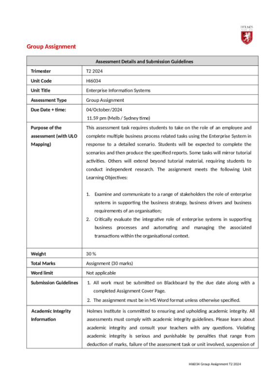 Enterprise Assignment Hi6034 preview image