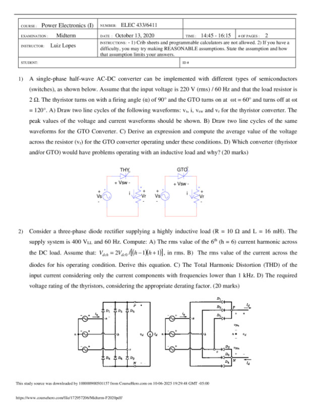 Midterm-F2020 ELEC 433 preview image