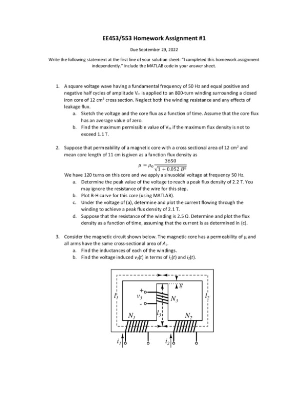 EE453/553 Homework Assignment #1  Due September 29, 2022 preview image