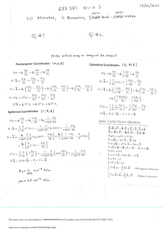 Quiz3 İhsan Doğramacı Bilkent University  EEE 351 preview image