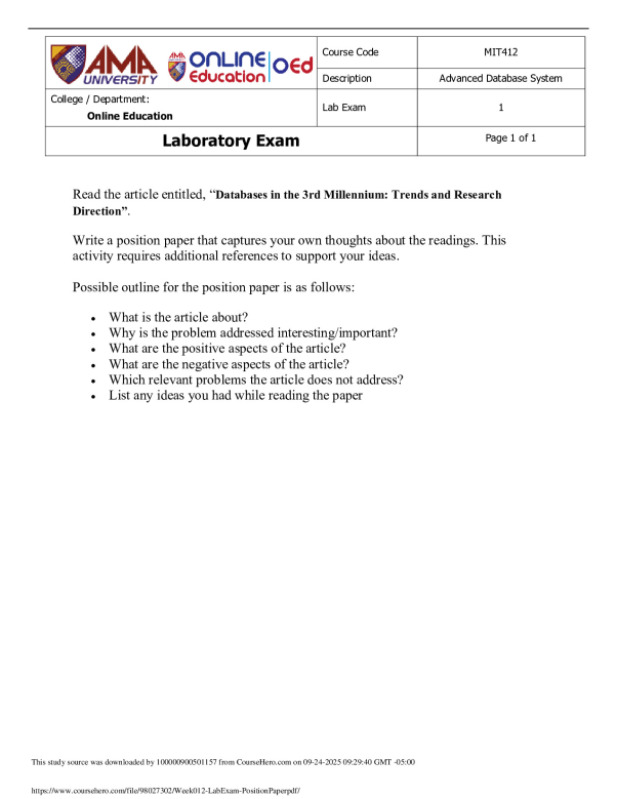 MIT412 Advanced Database System preview image