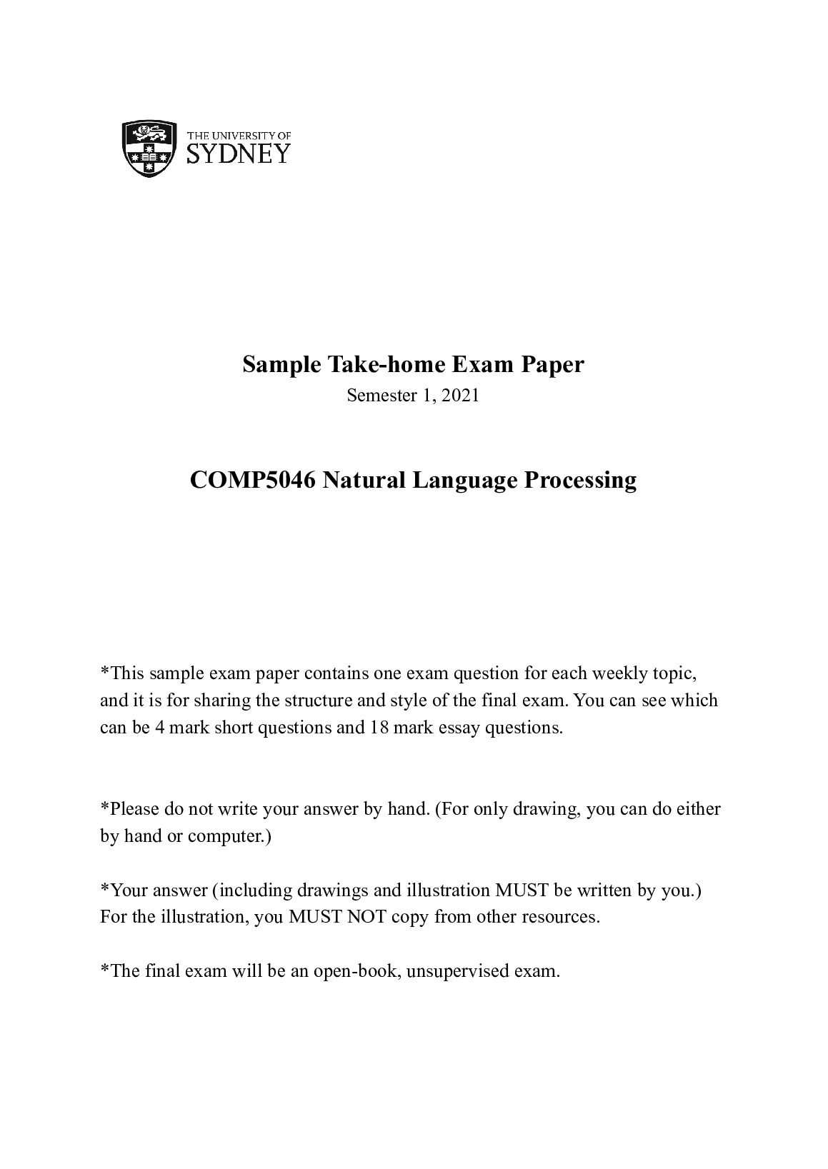 COMP5046_Sample_Exam_2021.pdf.pdf Preview 1