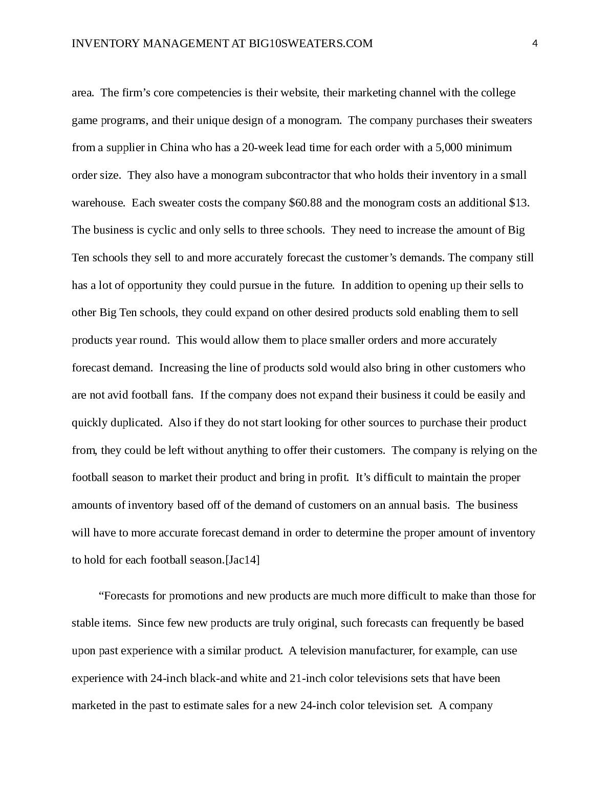 Inventory Management and Forecasting Demand at Big10Sweaters.com Webster University document preview page 4