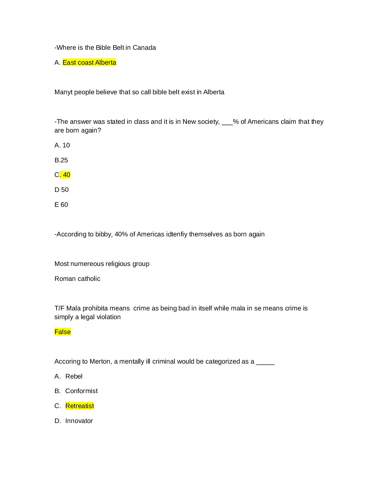 SOCI 201  Sociology 201 Final Exam Review document preview page 2