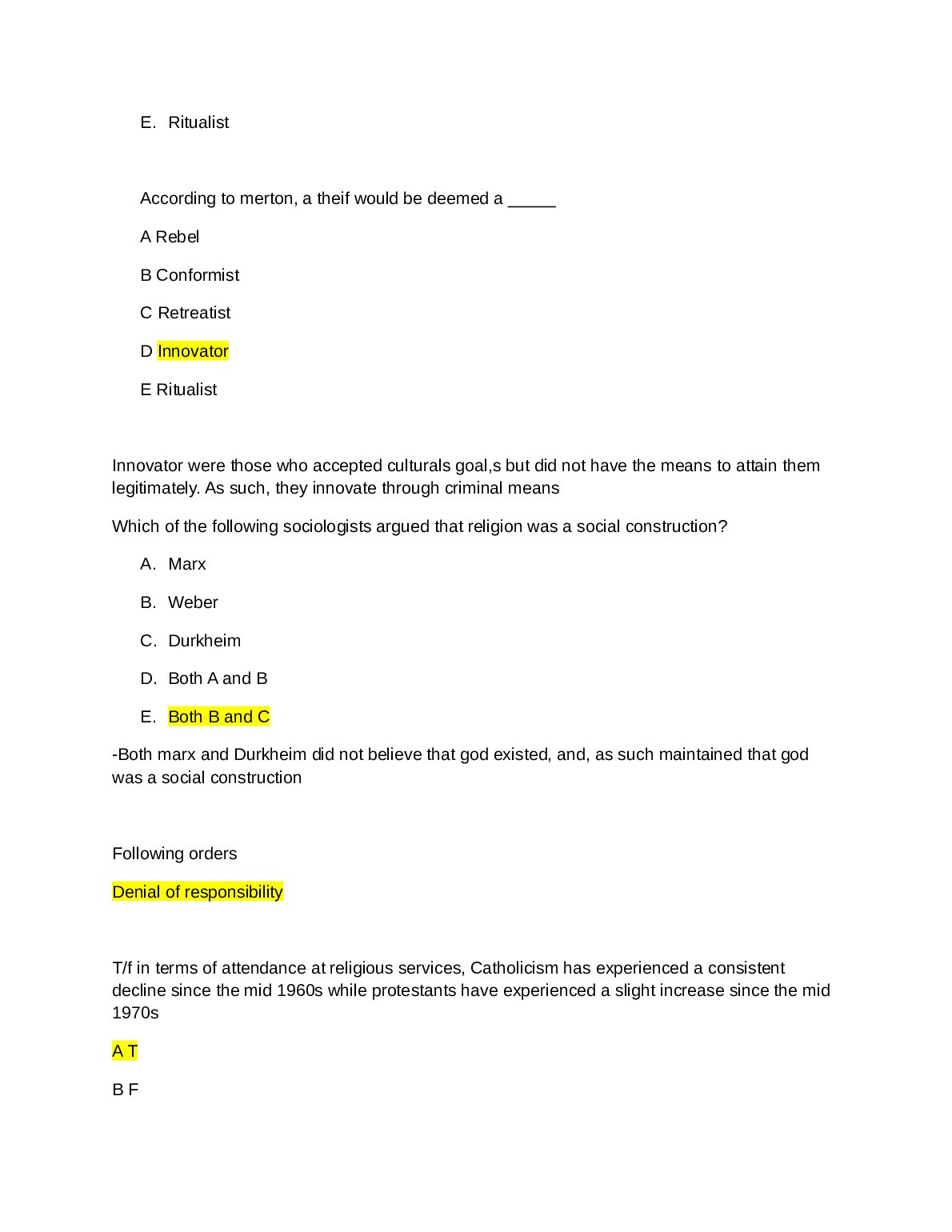 SOCI 201  Sociology 201 Final Exam Review document preview page 3