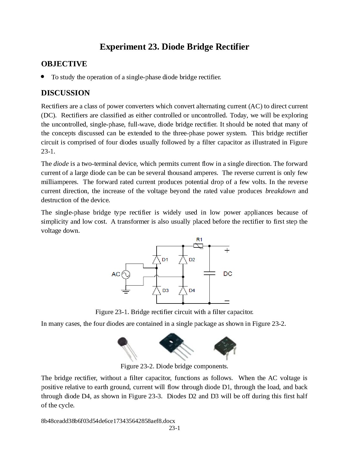 Online_Experiment_23_Diode_Bridge_Rectifier.docx.pdf Preview 1