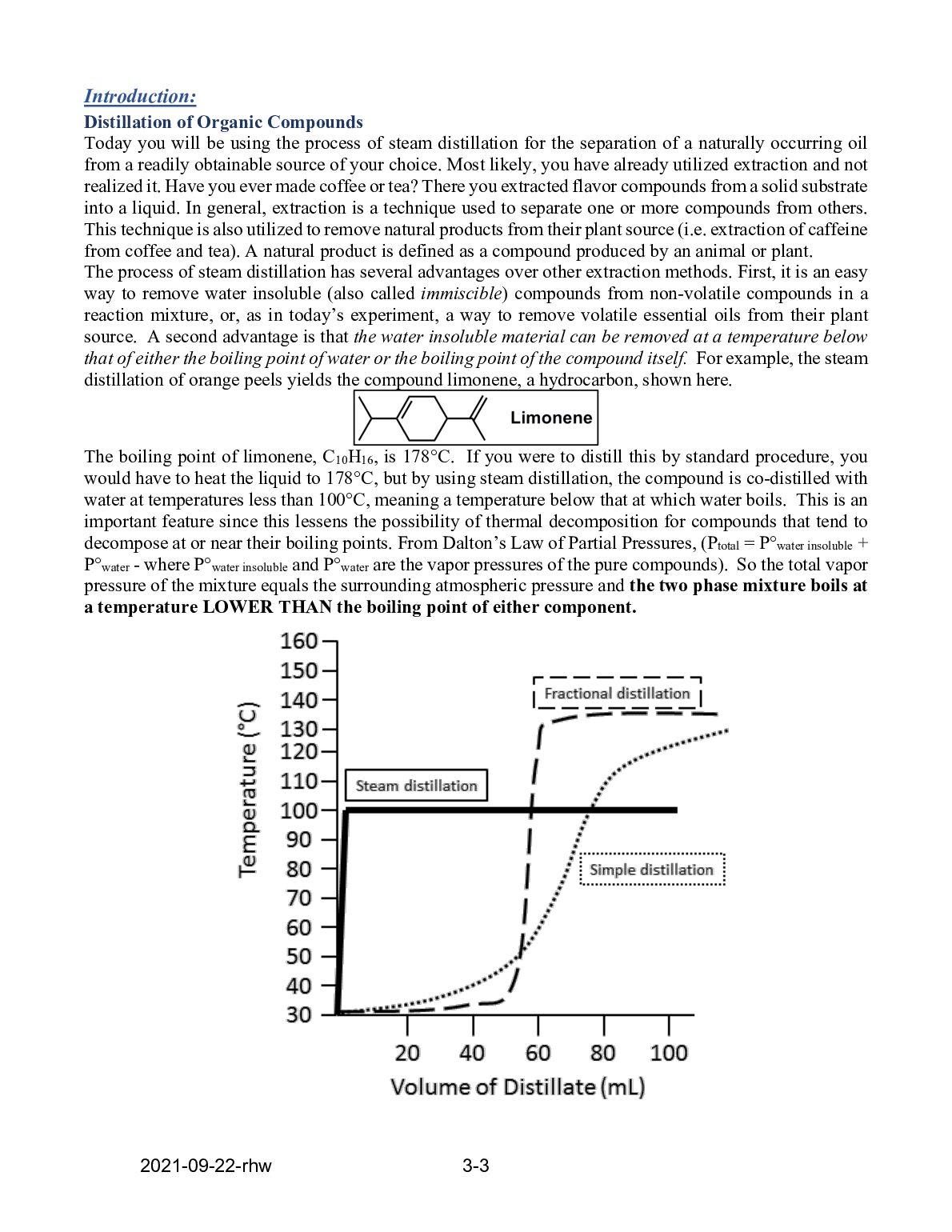 CHEM 312  Experiment 3 – Isolation of a Natural Product by Steam Distillation document preview page 3