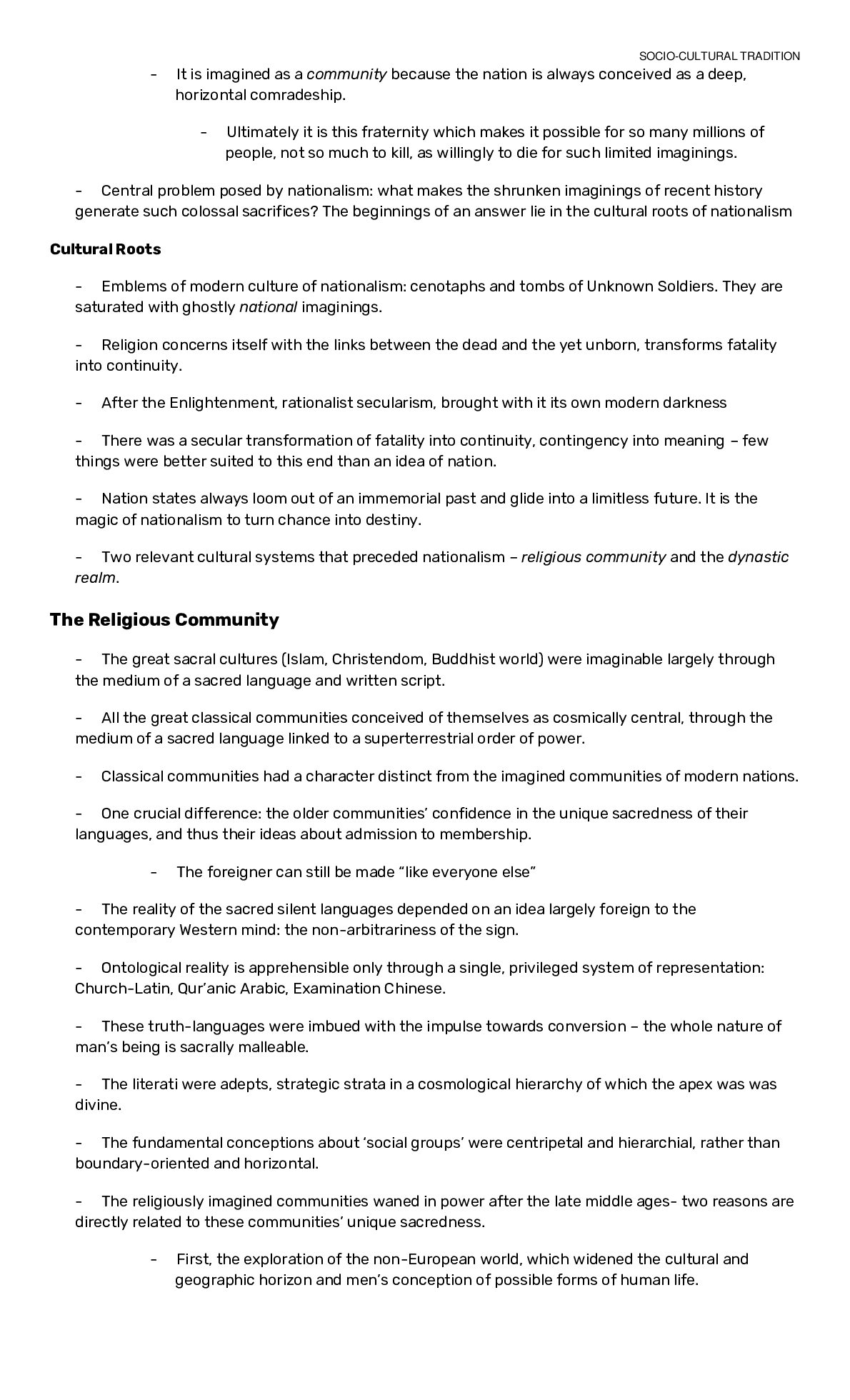 SOCIO-CULTURAL TRADITION Imagined Communities By Benedict Anderson document preview page 2