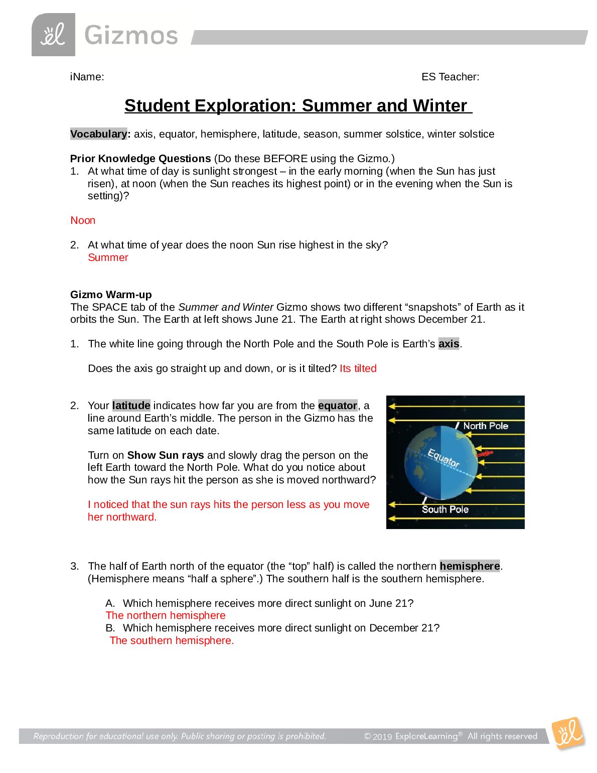 GIZMOS Student Exploration: Summer and Winter preview image