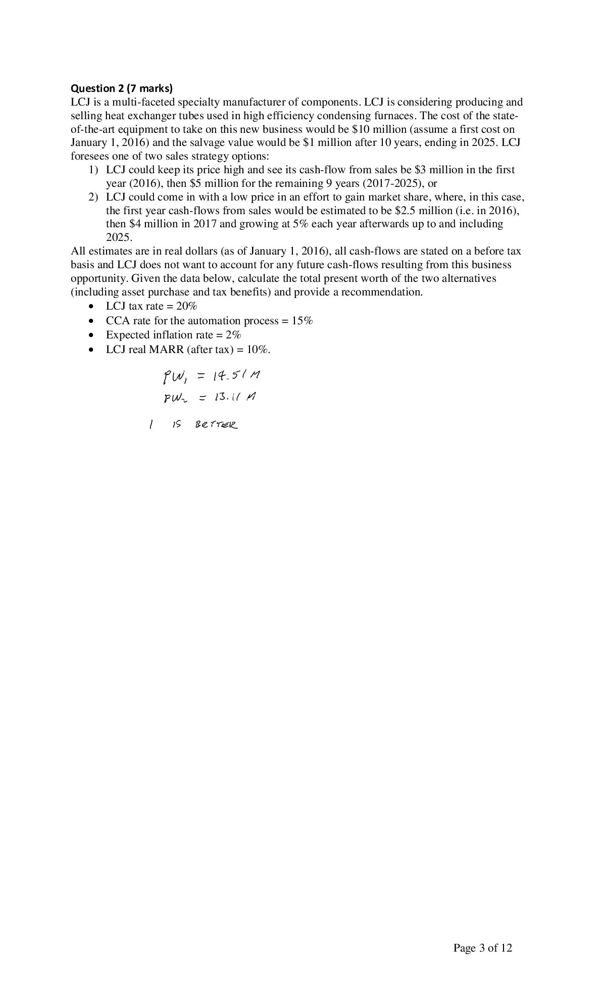 CHE 374H1 F – Economic Analysis and Decision Making document preview page 3