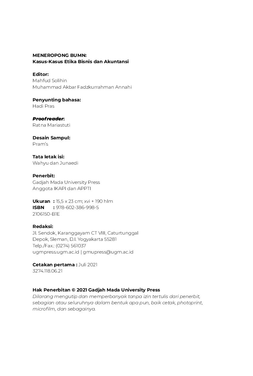 AKUINTANSI 112  MENEROPONG BUMN:  KASUS-KASUS ETIKA BISNIS DAN AKUNTANSI document preview page 2
