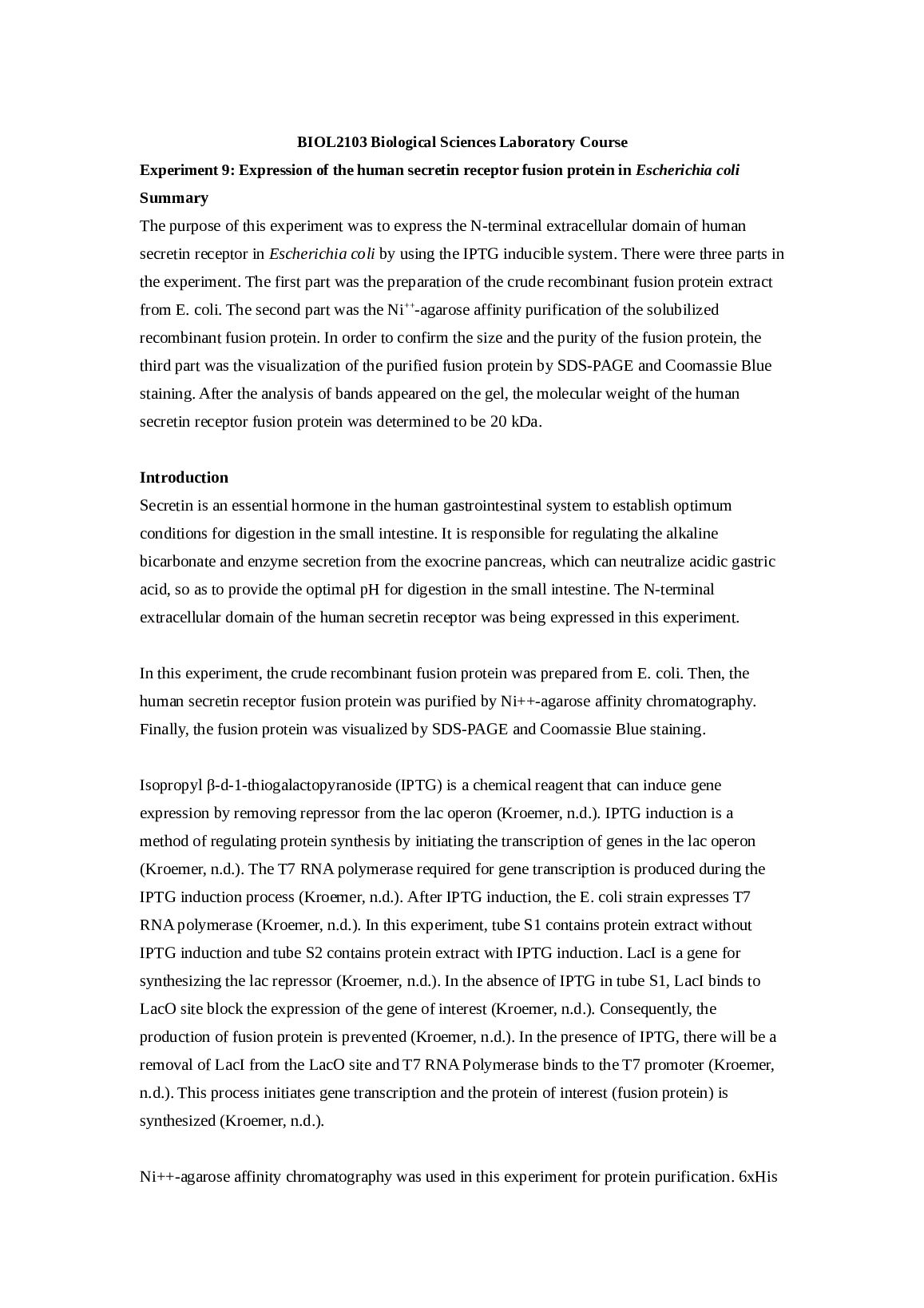 BIOL_2103_Lab_report___Experiment_9_Expression_of_fusion_protein.docx.pdf Preview 1