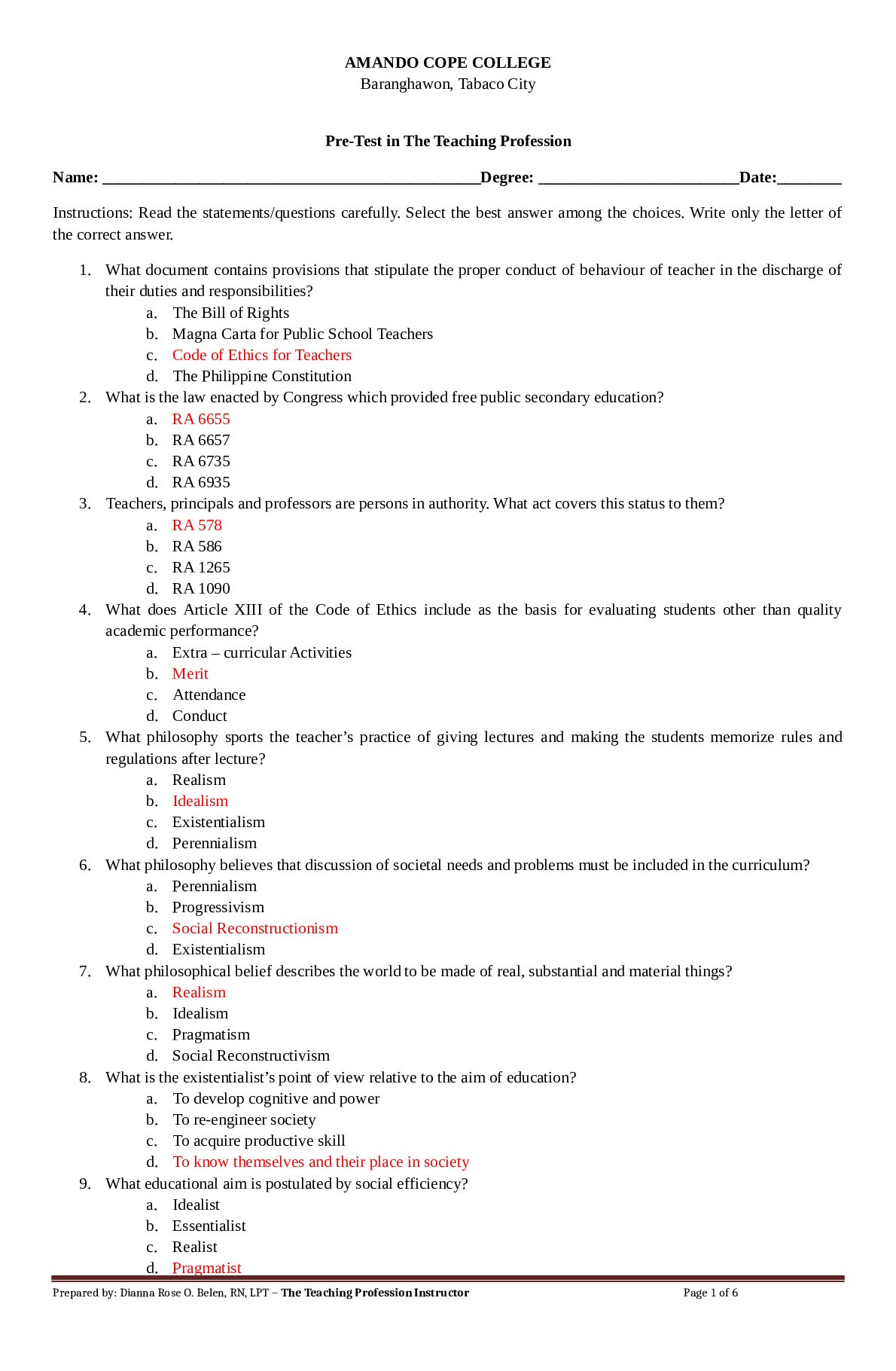 389244621_Pretest_in_the_Teaching_Profession.docx.pdf Preview 1