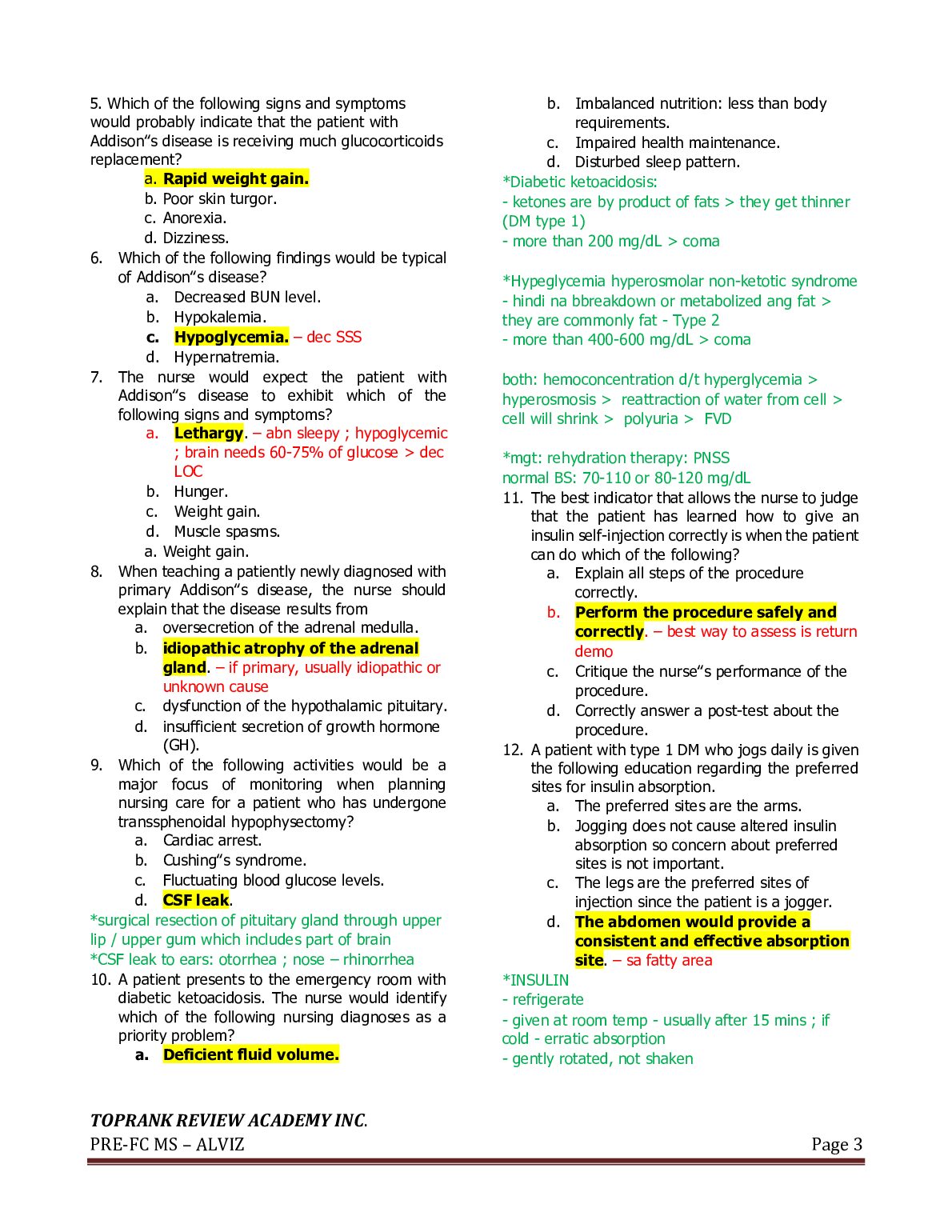 PRE-FINAL COACHING EXAM MEDICAL SURGICAL NURSING document preview page 3