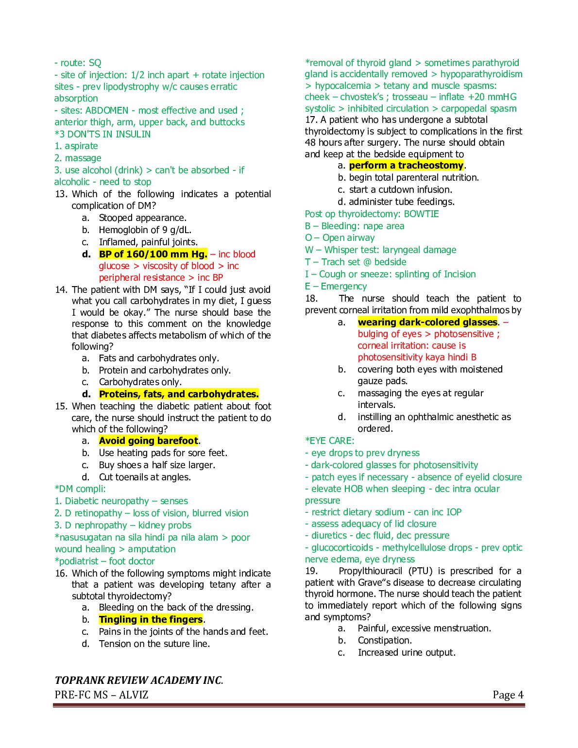 PRE-FINAL COACHING EXAM MEDICAL SURGICAL NURSING document preview page 4