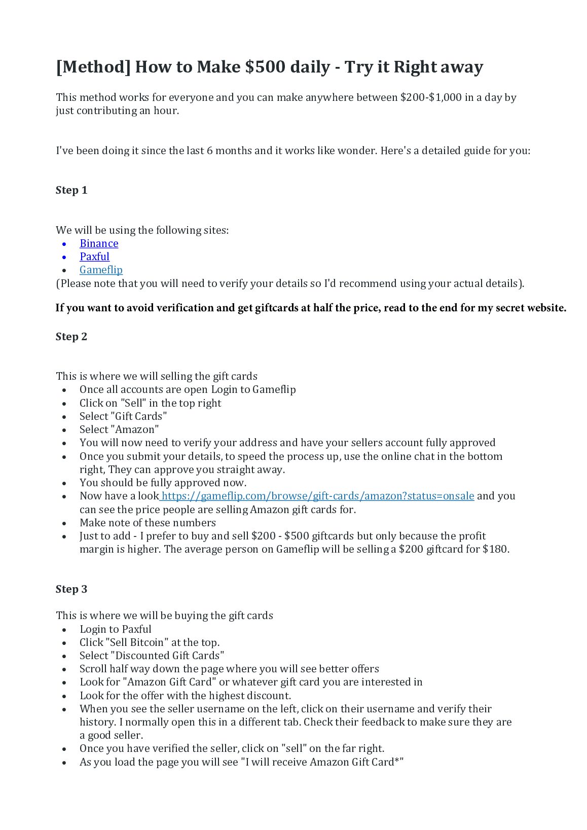 [Method] How to Make $500 daily - Try it Right away preview image