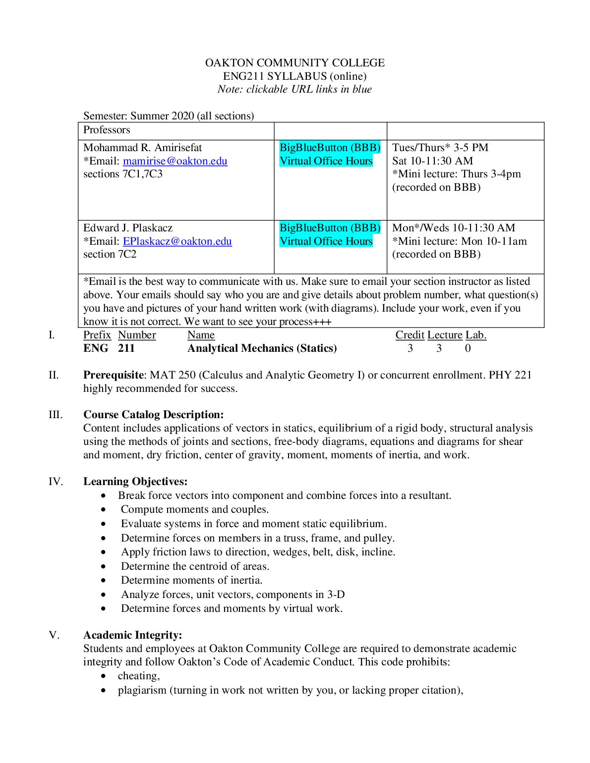 OAKTON COMMUNITY COLLEGE ENG211 SYLLABUS (online) preview image