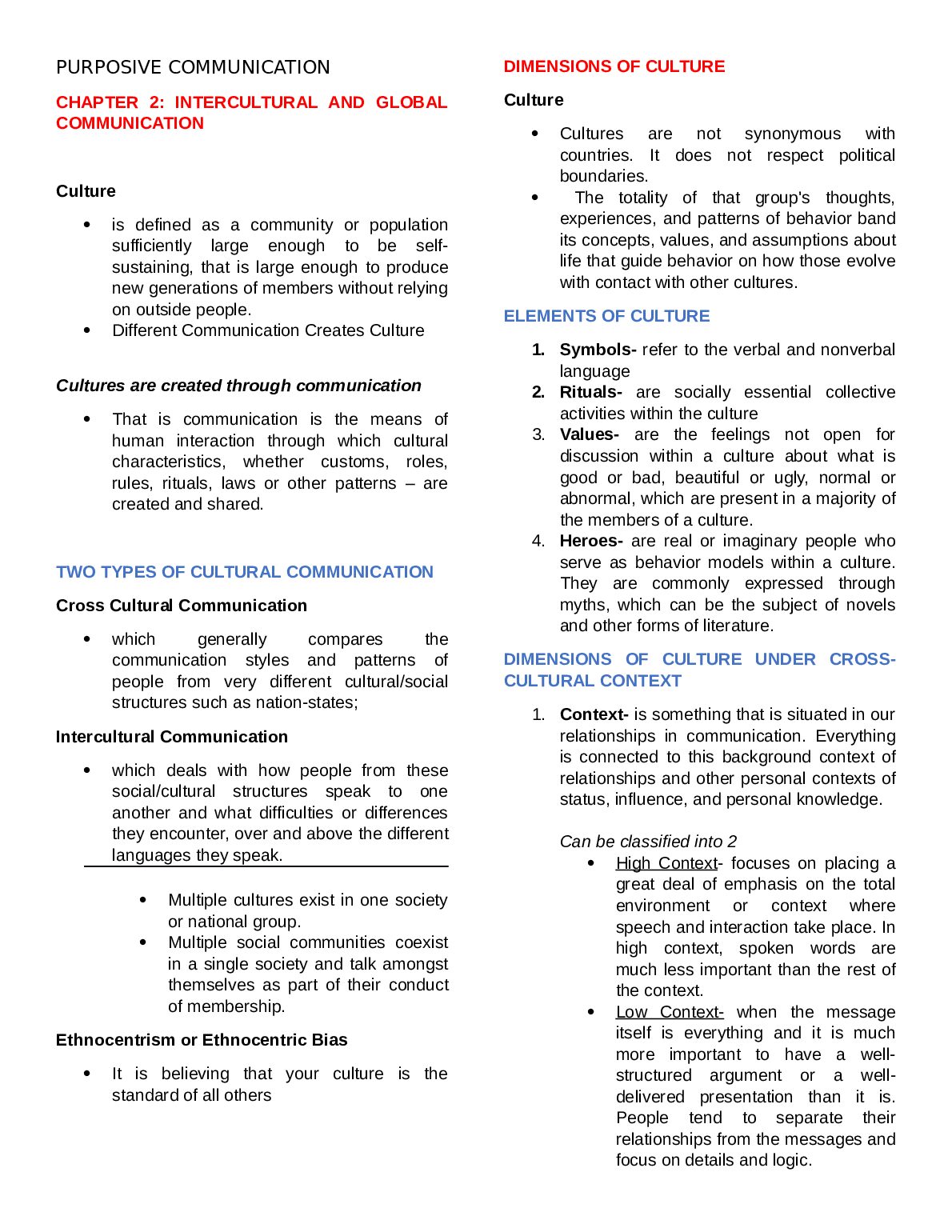 PURPOSIVE COMMUNICATION CHAPTER 2: INTERCULTURAL AND GLOBAL COMMUNICATION preview image