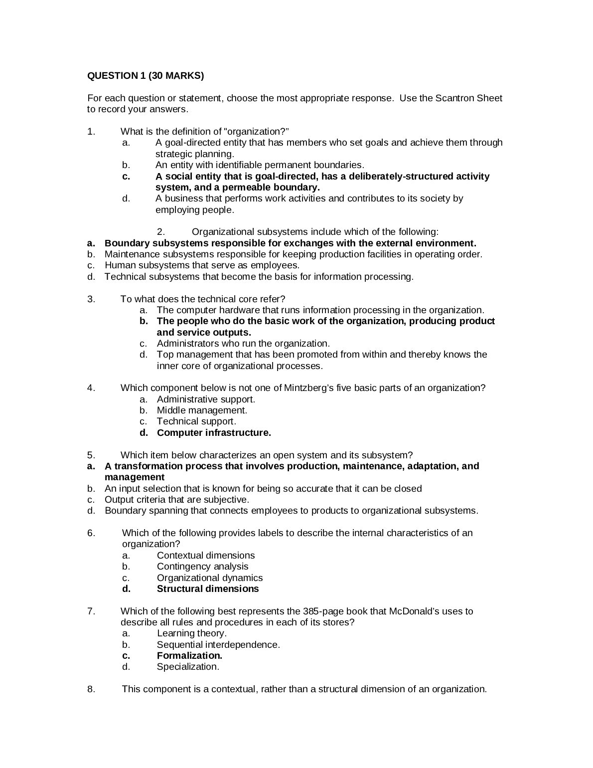 BU398 Organizational Behaviour II Midterm Practice MCQs preview image