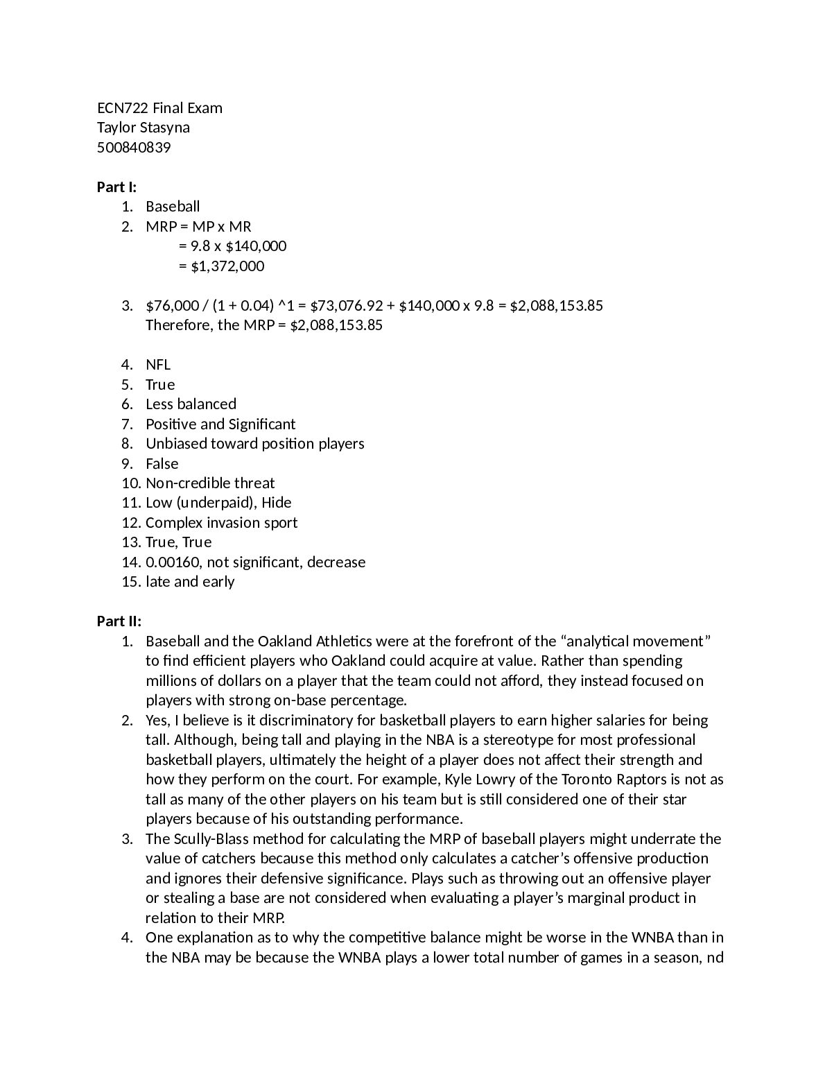 ECN 722 Final Exam preview image