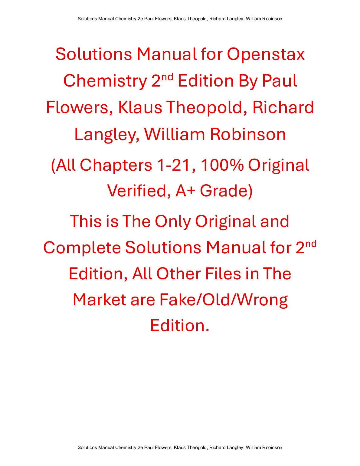 Solutions Manual Chemistry 2nd Edition By Paul Flowers, Klaus Theopold, Richard Langley, William Robinson preview image