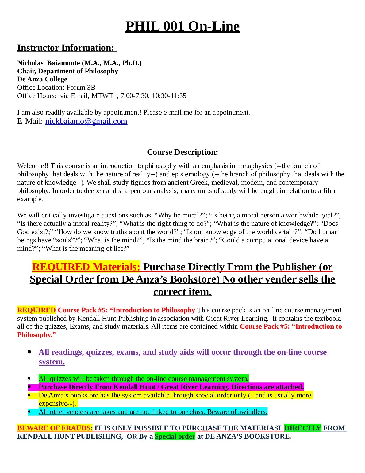 PHIL01 Syllabus. preview image