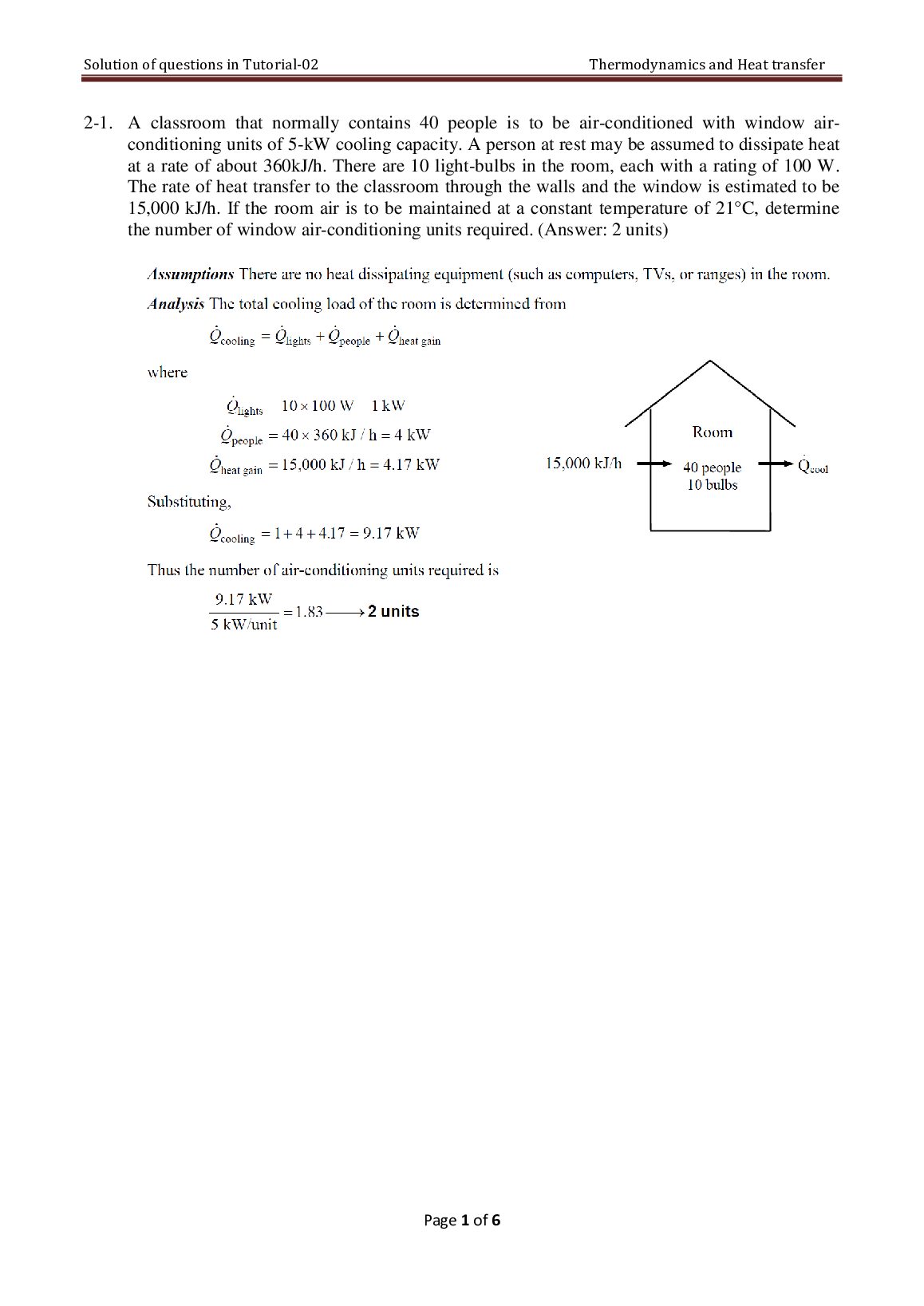Solution of questions in Tutorial-02 Thermodynamics and Heat transfer preview image