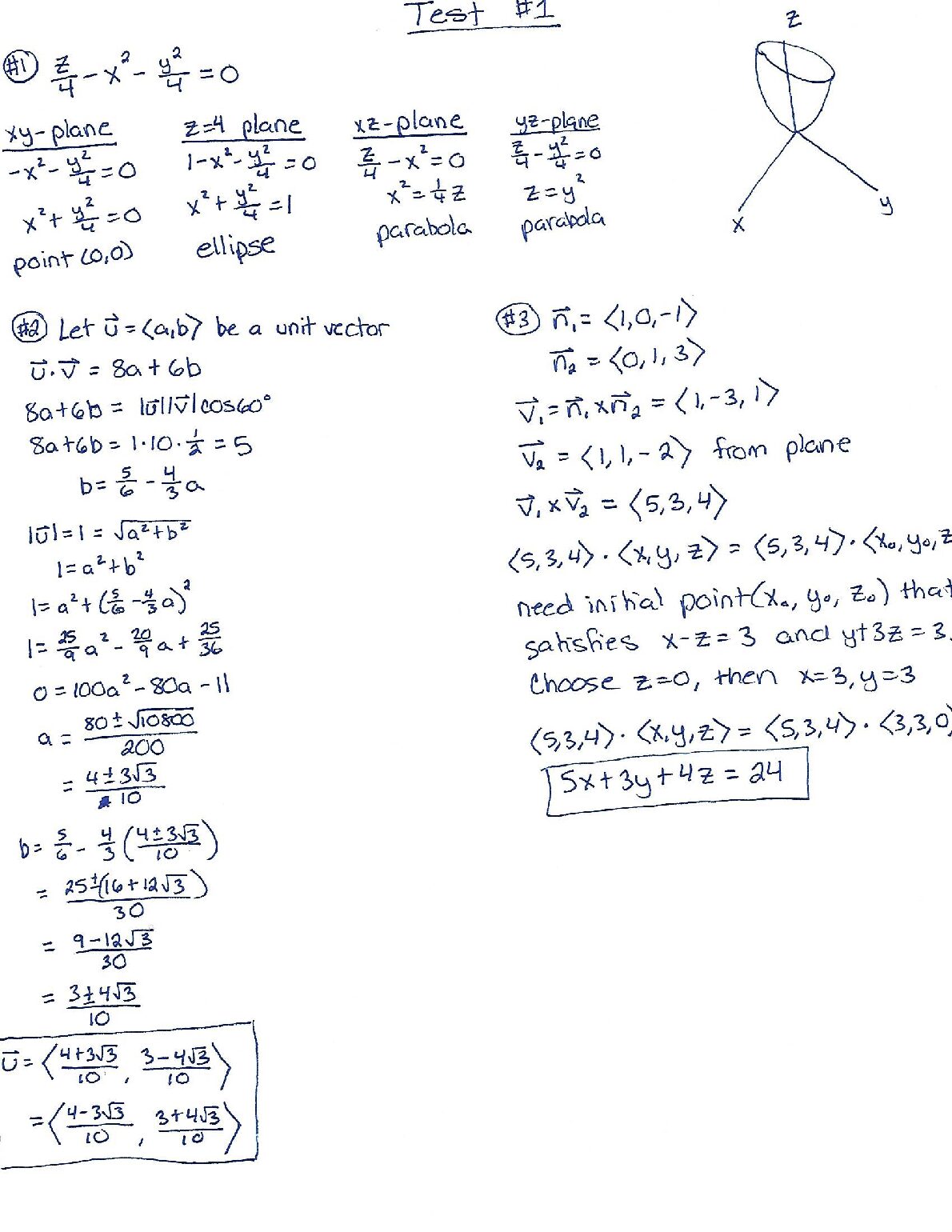 Math265 Test1 Solutions. preview image