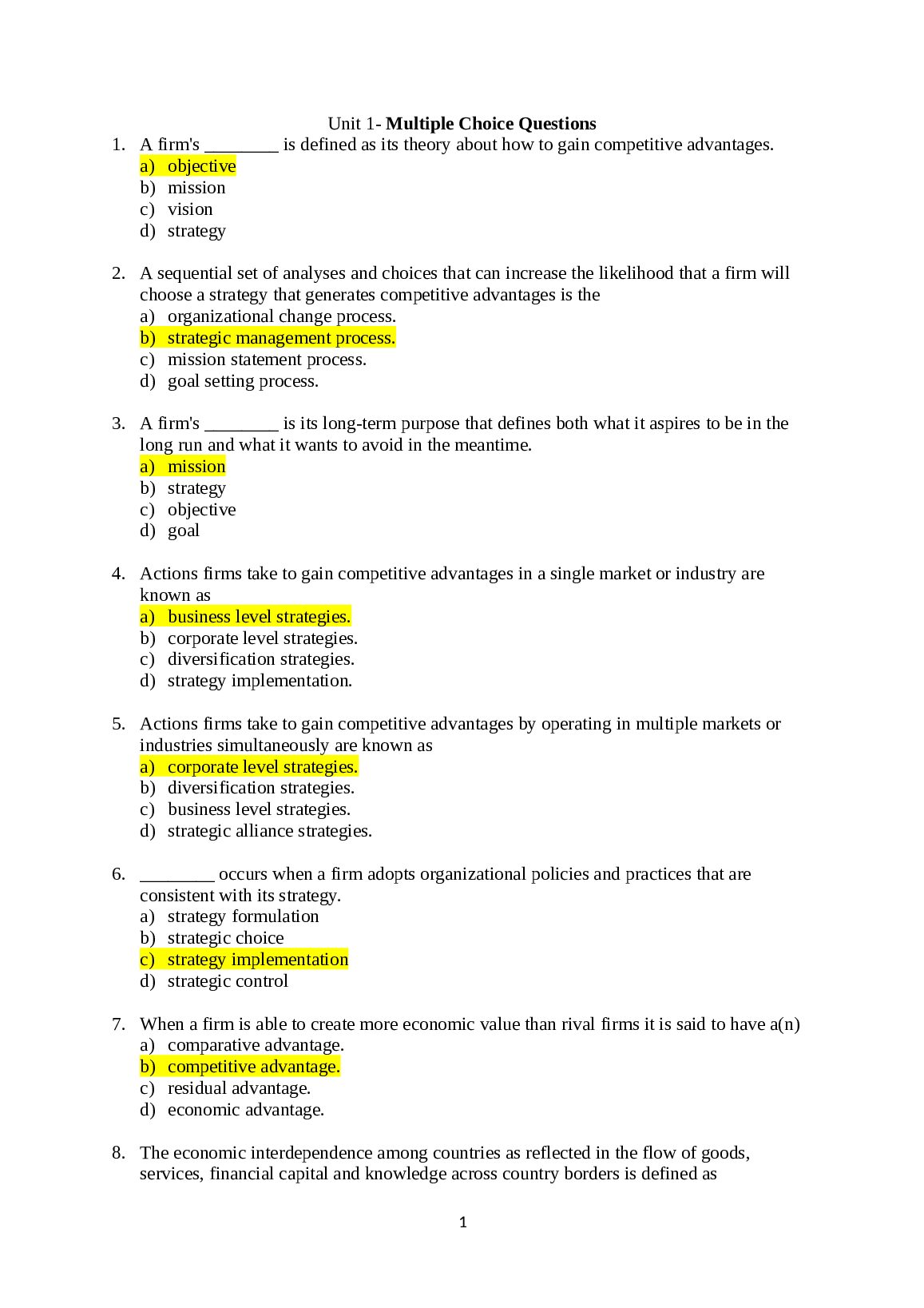 SOBA MAN4001 Strategic Management Units 1-6 preview image