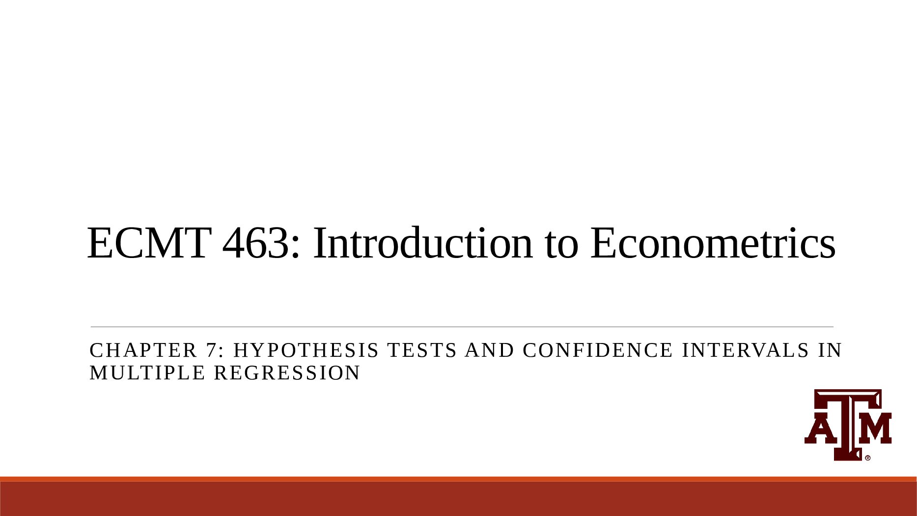 ECMT 463: Introduction to Econometrics preview image