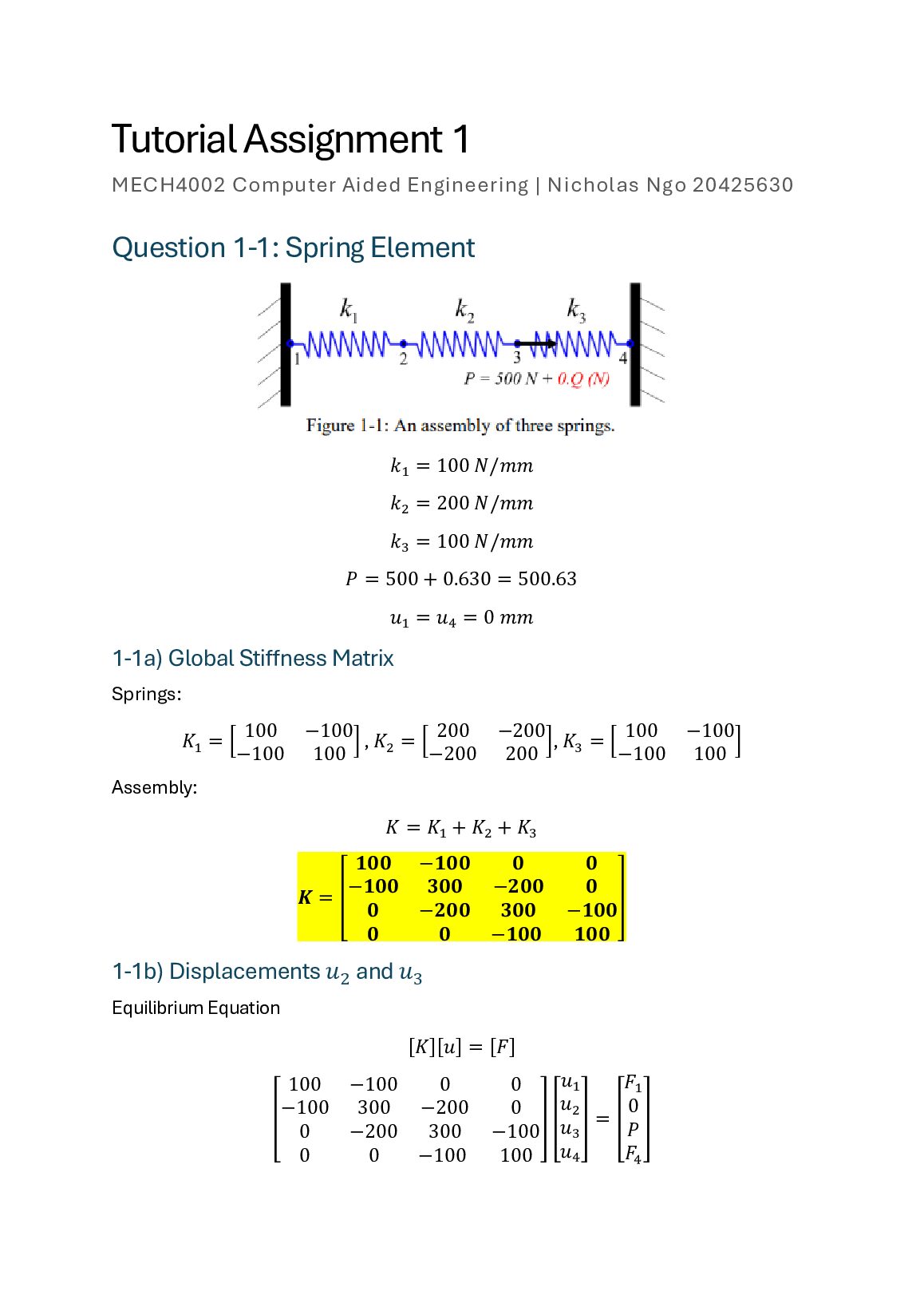 MECH MECH4002 CAE Tutorial Assignment 1. preview image