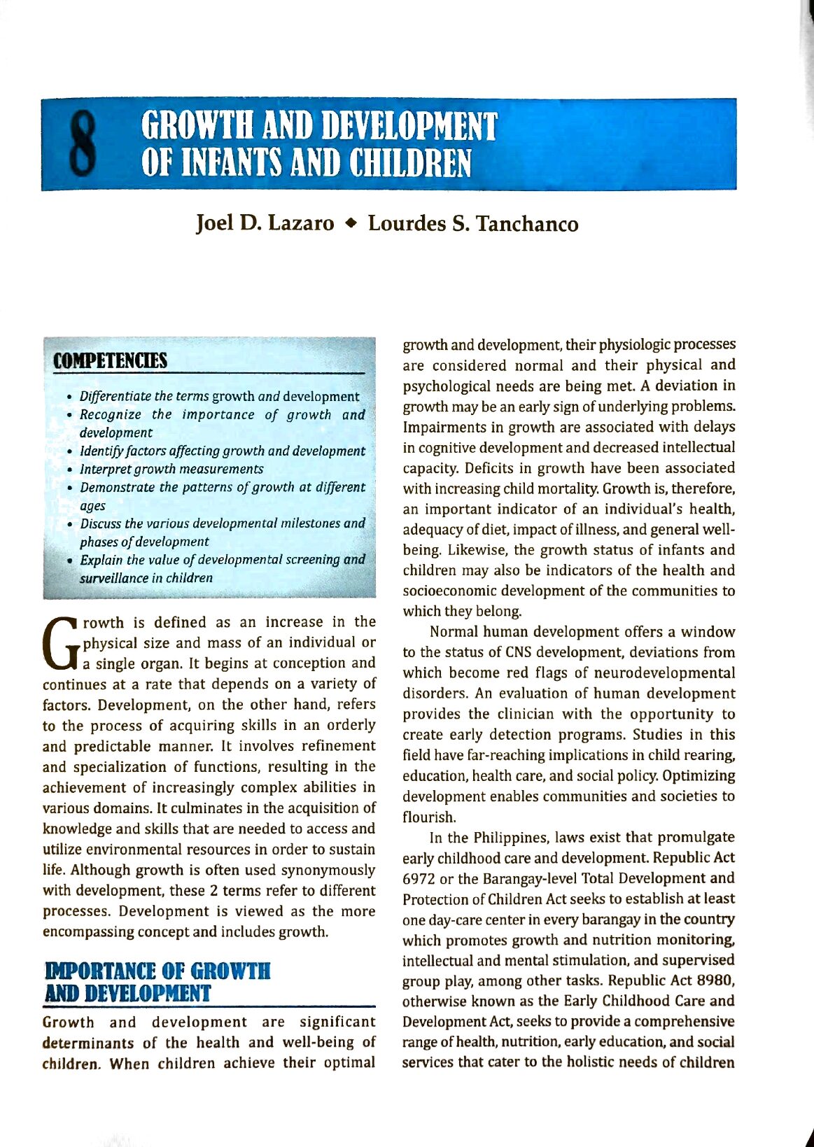 Fundamentals of Pediatrics Volume 1 - Navarro - Chapter 8 - Growth and Development of Infants and Ch preview image