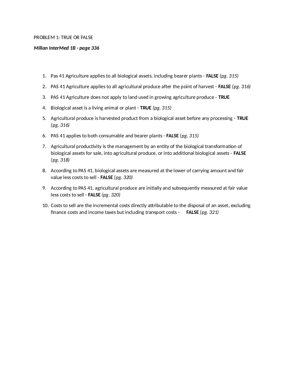 PROBLEM 1: TRUE OR FALSE Millan InterMed 1B - page 336 preview image