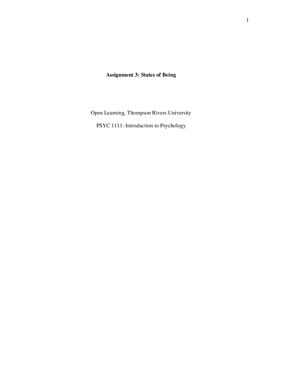 PSYC 1111  States of Being Assignment 3: preview image