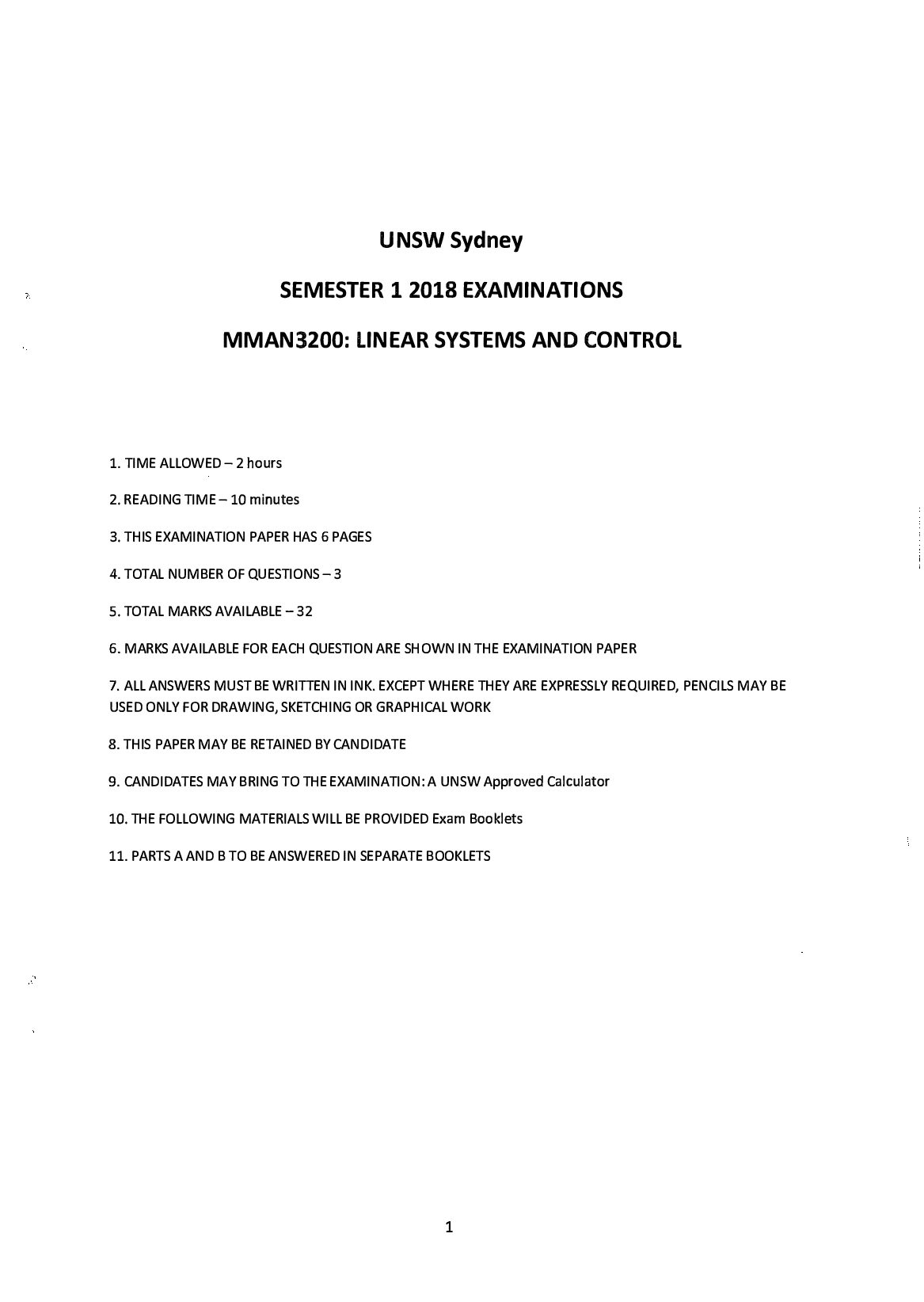 MMAN 3200: LINEAR SYSTEMS AND CONTROL preview image