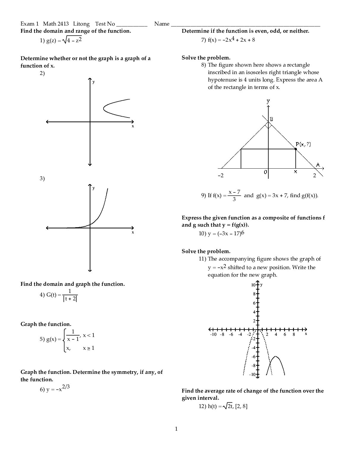 MATH 2318  Exam 1 preview image