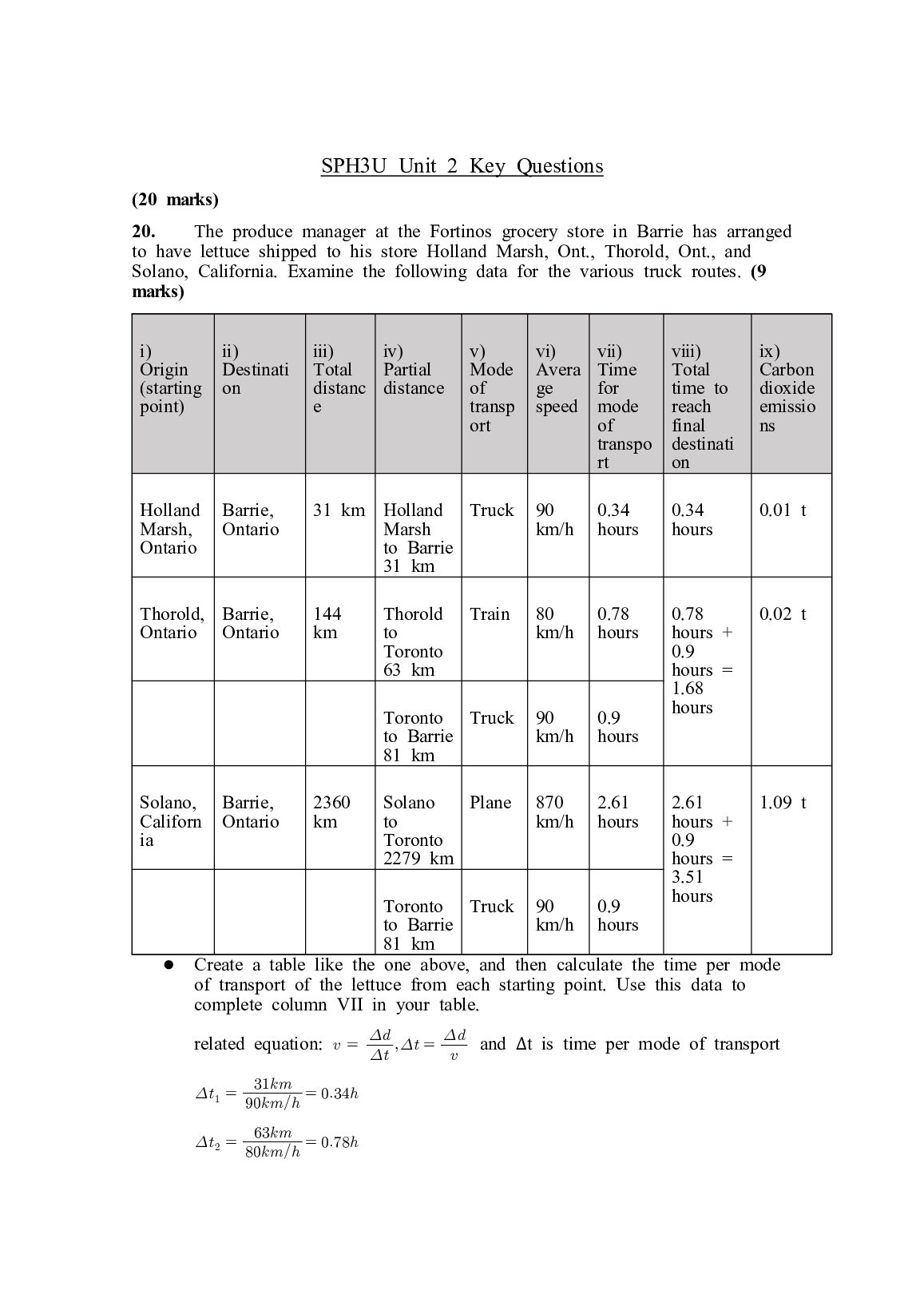 SPH3U Unit 2 Key Questions preview image