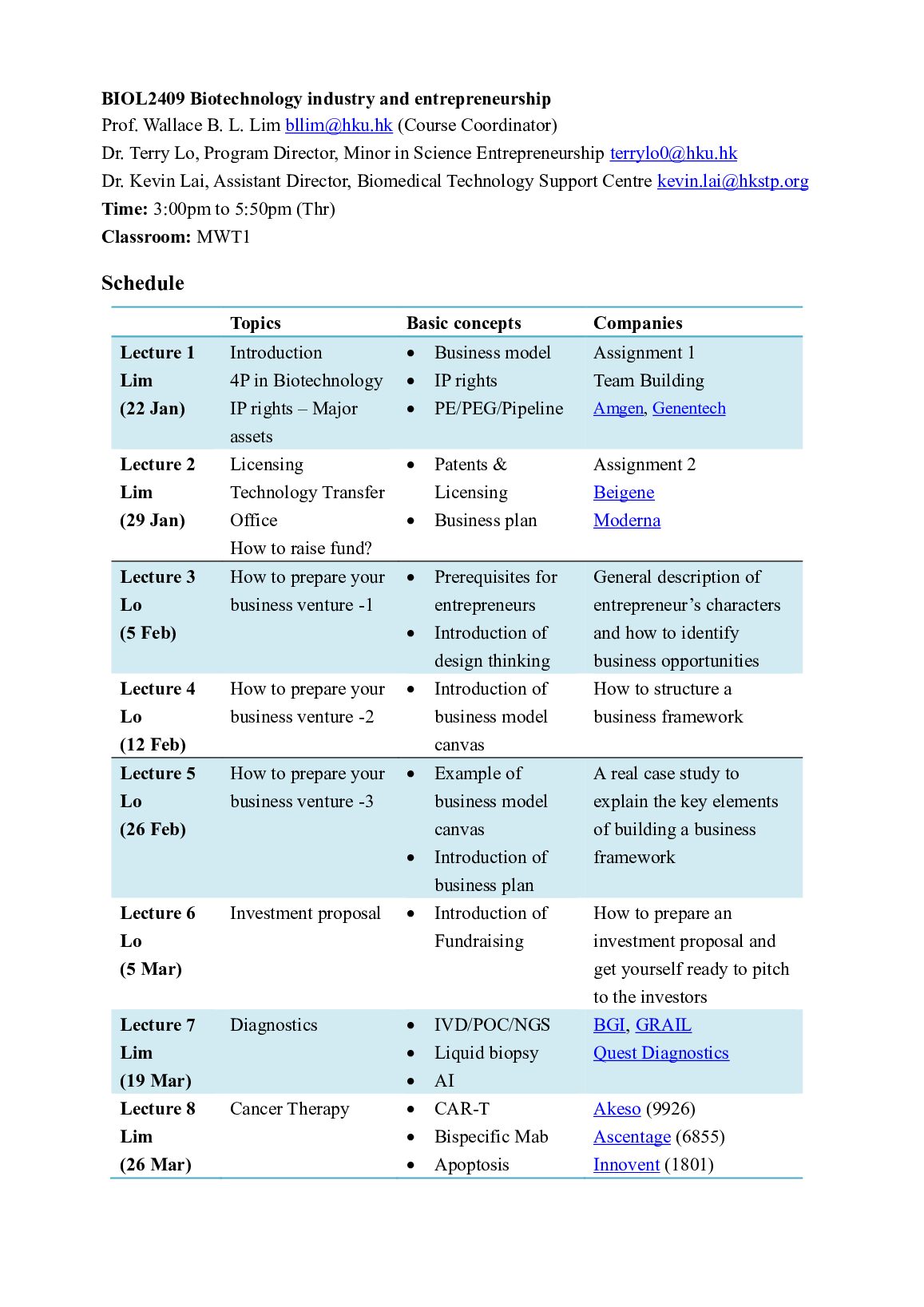 BIOL2409 Schedule 2025-26 preview image